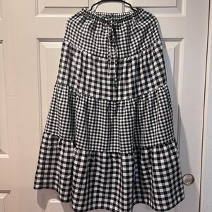 wild fable Black and White Gingham Tiered Maxi Skirt